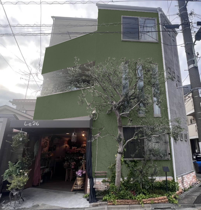 大田区、南馬込、外壁塗装、屋根塗装、グリーンの壁、緑の壁、カラーシュミレーション