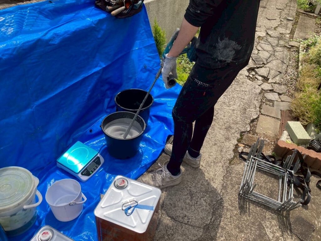 防水塗料撹拌
