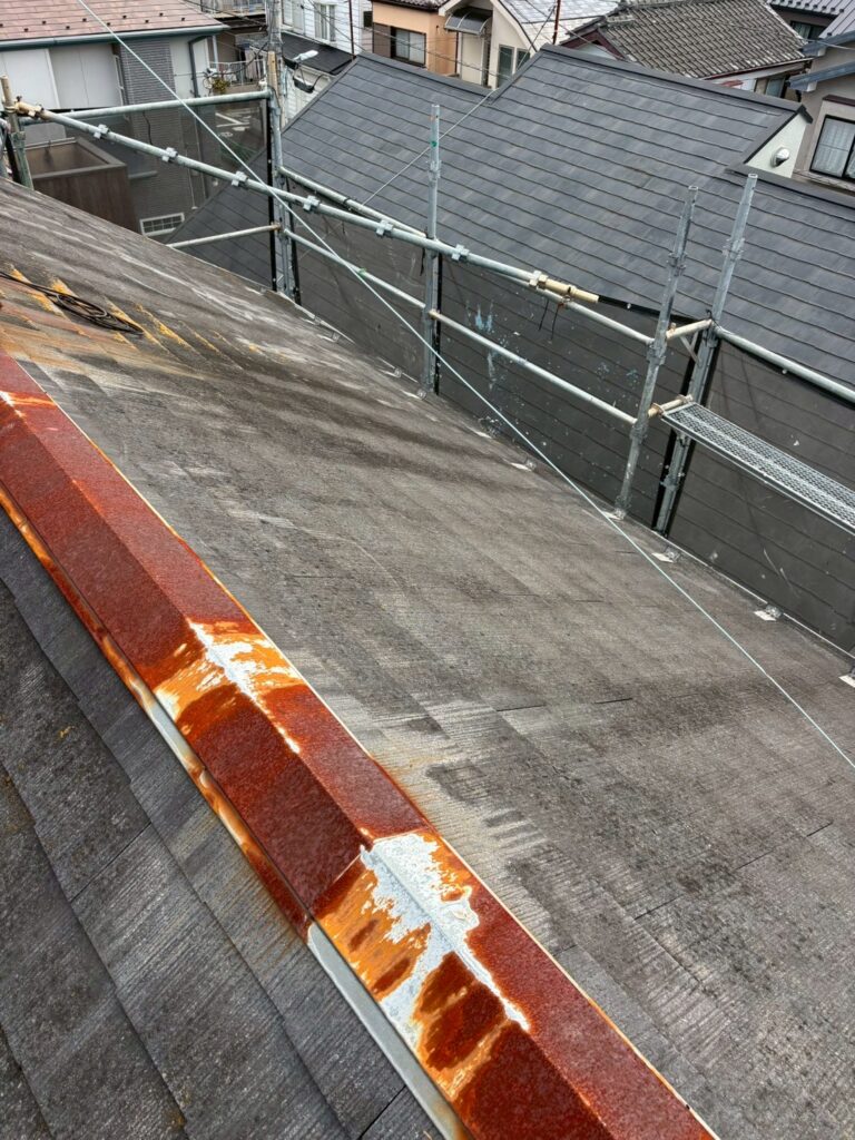 杉並区宮前　屋根　コケ　棟鈑金　撤去